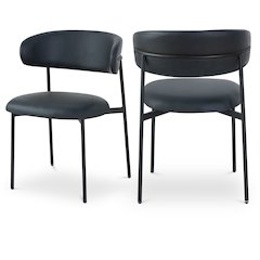 Lupita Black Vegan Leather Dining Chair, Set of 2