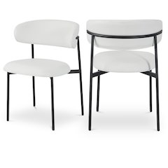 Lupita Off-White Vegan Leather Upholstered Dining Chair, Set of 2
