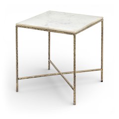 Valen White Marble And Iron End Table