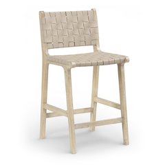 Entwine Beige Vegan Leather Upholstered Counter Stool