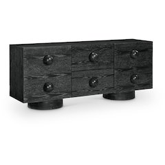 Bubble Black Rubberwood with Oak Veneer Sideboard/Buffet