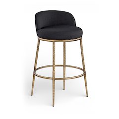 Ferro Black Performance Fabric Upholstered Bar Stool