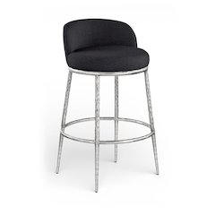 Ferro Black Performance Fabric Upholstered Bar Stool