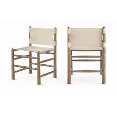 Santos Beige Vegan Leather Upholstered Dining Chair, Set of 2