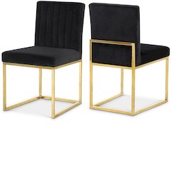 Giselle Black Velvet Dining Chair, Set of 2