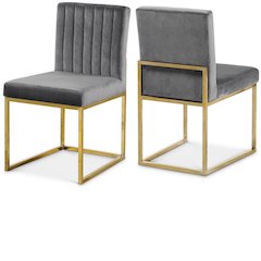 Giselle Grey Velvet Dining Chair, Set of 2