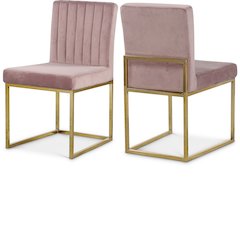 Giselle Pink Velvet Dining Chair, Set of 2