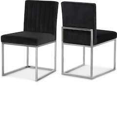 Giselle Black Velvet Dining Chair, Set of 2