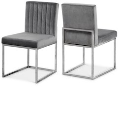 Giselle Grey Velvet Dining Chair, Set of 2