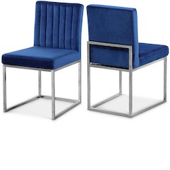 Giselle Navy Velvet Dining Chair, Set of 2