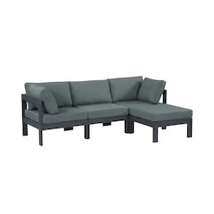 Gray Fabric Outdoor Patio Modular Sectional, Contemporary Style, Comfortable