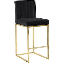 Giselle Black Velvet Stool