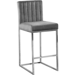 Giselle Grey Velvet Stool