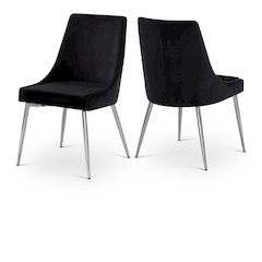 Karina Black Velvet Dining Chair, Set of 2