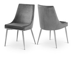 Karina Grey Velvet Dining Chair, Set of 2