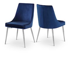 Karina Navy Velvet Dining Chair, Set of 2