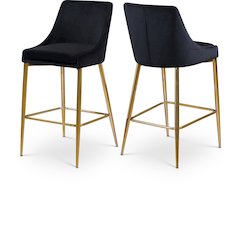 Karina Black Velvet Stool, Set of 2