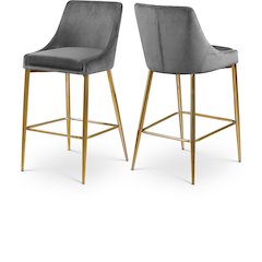 Karina Grey Velvet Stool, Set of 2