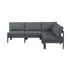 Gray Fabric Outdoor Patio Modular Sectional With Contemporary Style