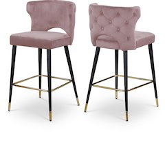 Kelly Pink Velvet Stool, Set of 2