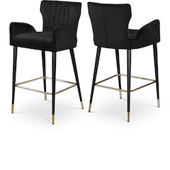 Luxe Black Velvet Stool, Set of 2