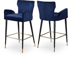Luxe Navy Velvet Stool, Set of 2