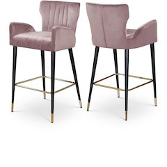 Luxe Pink Velvet Stool, Set of 2