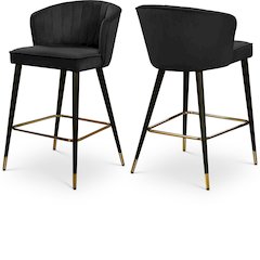 Cassie Black Velvet Stool, Set of 2