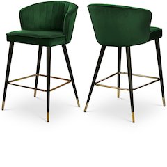 Cassie Green Velvet Stool, Set of 2