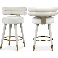 Fitzroy Cream Velvet Counter Stool, Set of 2