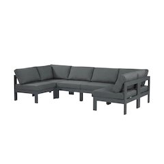 Gray Fabric Outdoor Patio Modular Sectional With Contemporary Design