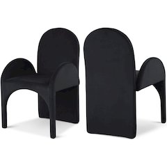 Summer Black Velvet Dining Arm Chair, Set of 2