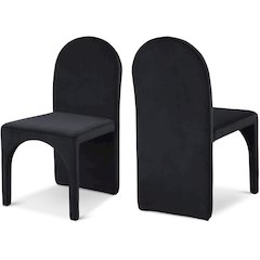 Summer Black Velvet Dining Side Chair, Set of 2
