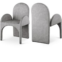 Summer Grey Velvet Dining Arm Chair, Set of 2