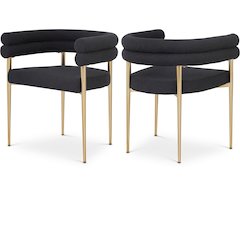 Brielle Black Boucle Fabric Dining Chair, Set of 2