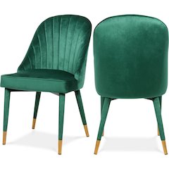 Belle Green Velvet Dining Chair, Set of 2