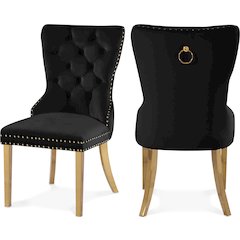 Carmen Black Velvet Dining Chairs, Set of 2