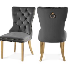 Carmen Grey Velvet Dining Chairs, Set of 2