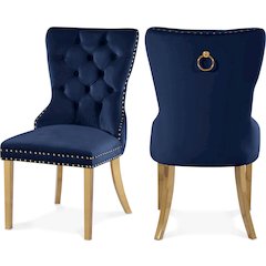 Carmen Navy Velvet Dining Chairs, Set of 2