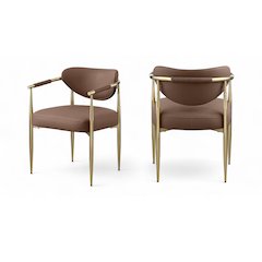 Virella Brown Vegan Leather Upholstered Dining Chair, Set of 2