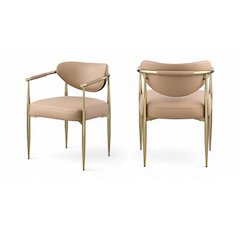 Virella Tan Vegan Leather Upholstered Dining Chair, Set of 2