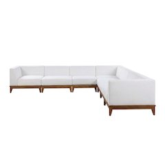 Contemporary White Fabric Outdoor Patio Modular Sectional For Lounge Area