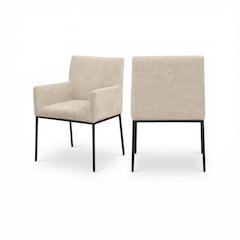 Matte Black Dining Chair Set of 2 with Armrests and Contemporary Design
