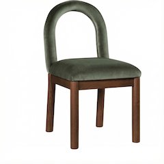 Brown Velvet Dining Chair with Art Deco Style and Cushioned Seat, 1-Piece