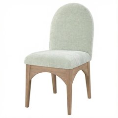 Neutral Chenille Fabric Dining Chair with Art Deco Design and Cushioned Seat