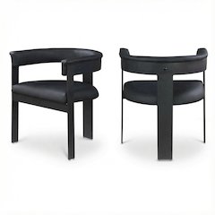 Matte Black Powder Coating Dining Chairs 2-Piece Set with Armrests