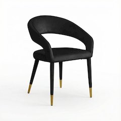 Gold Velvet Dining Chair with Armrests and Contemporary Design