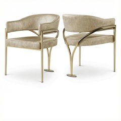 Gold Velvet Dining Chairs Set of 2 with Armrests and Contemporary Comfort