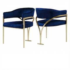 Gold Velvet Dining Chair Set of 2 with Armrests and Contemporary Style