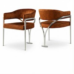 Silver Velvet Dining Chairs Set of 2 with Armrests and Contemporary Design